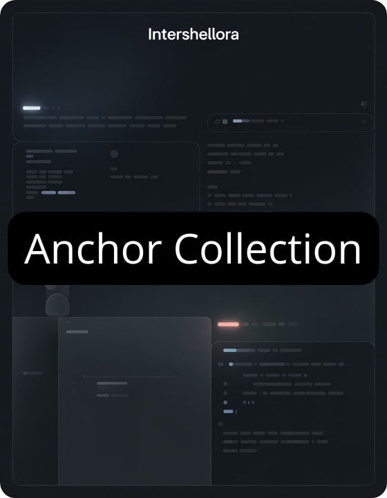Dark-themed software interface with 'Intershellora' branding and 'Anchor Collection' text.