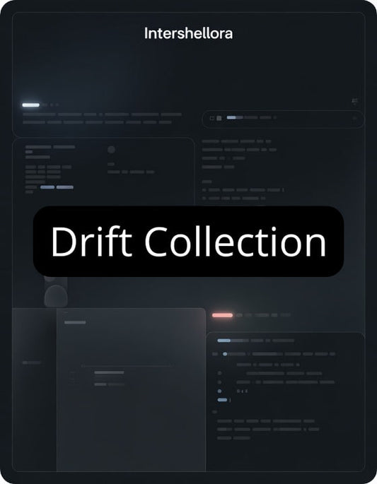 Dark-themed interface with 'Intershellora' branding and 'Drift Collection' text.