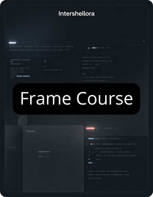 Dark-themed software interface with 'Intershellora' and 'Frame Course' text.