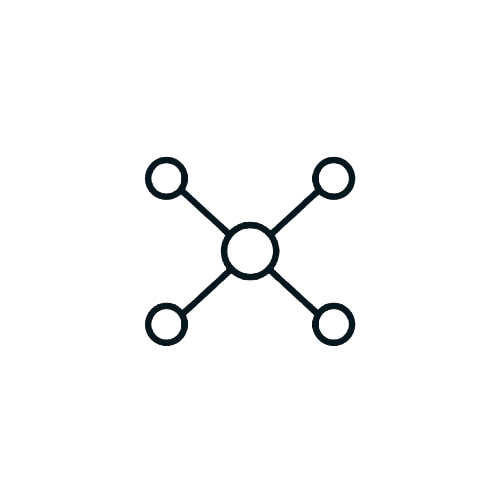 Black network icon on a white background