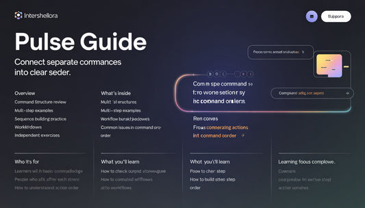 Pulse Guide interface with text and chat bubbles on a dark background
