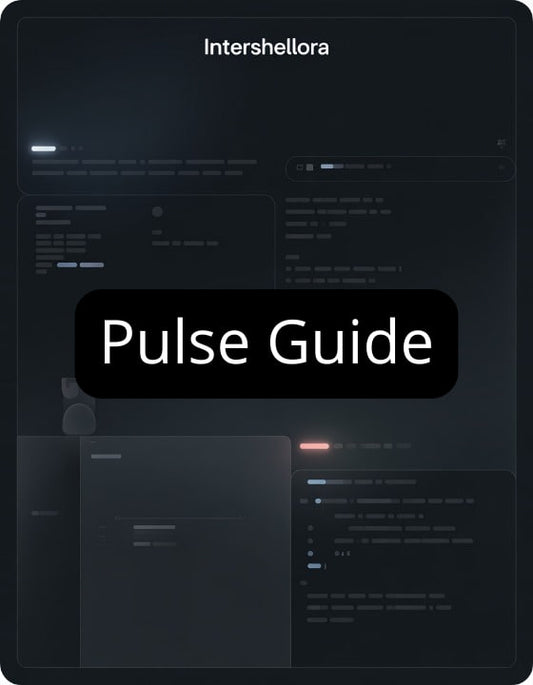 Dark-themed 'Pulse Guide' document with 'Intershellora' branding.